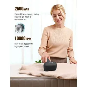 VASSON Fabric Shaver, Electric Lint Remover, Sweater Defuzzer with Electrostatic Brush, Effectively and Quickly Remove Fuzz for Sweaters, Cloth Couchs, Blankets, Bedding Sheets