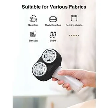VASSON Fabric Shaver, Electric Lint Remover, Sweater Defuzzer with Electrostatic Brush, Effectively and Quickly Remove Fuzz for Sweaters, Cloth Couchs, Blankets, Bedding Sheets