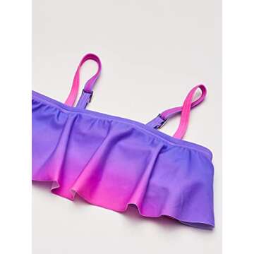 Kanu Surf girls Karlie Flounce Bikini Beach Sport 2 Two Piece Swimsuit, Janie Pink, 5 US