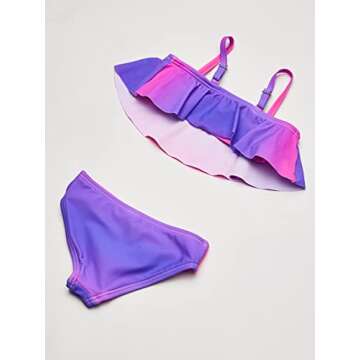 Kanu Surf girls Karlie Flounce Bikini Beach Sport 2 Two Piece Swimsuit, Janie Pink, 5 US