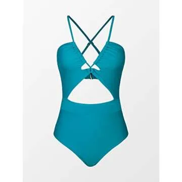 CUPSHE Women One Piece Swimsuit Adjustable Straps Teal