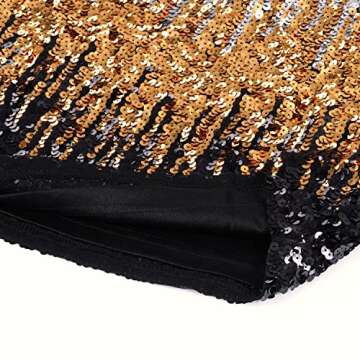 MANER Women's Full Sequin Tops Short Sleeve Sparkle Shirt Shimmer Glitter Party Blouses. (Silver/Gold/Black, XL/US 16-18)