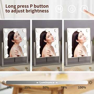 Hompoem Vanity Mirror with Touch Control and Lights