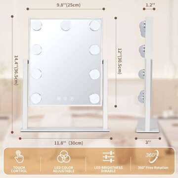 Hompoem Vanity Mirror with Touch Control and Lights