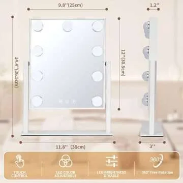 Hompoem Vanity Mirror with Touch Control and Lights