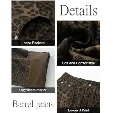 Stylish Mid Rise Leopard Print Barrel Jeans for Women