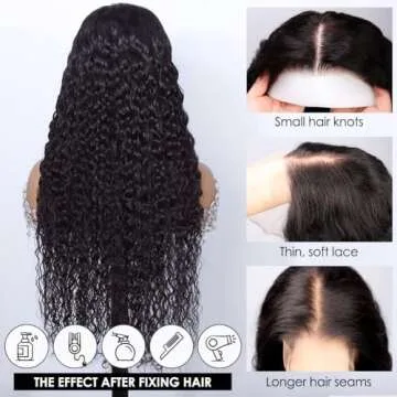 Alibeauty 13x4 HD Transparent Lace Front Wigs Human Hair Pre Plucked Hairline with Baby Hair 180 Den...