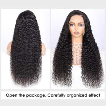 Alibeauty 13x4 HD Transparent Lace Front Wigs Human Hair Pre Plucked Hairline with Baby Hair 180 Density Brazilian Water Wave Wigs for Black Women(14 Inch)