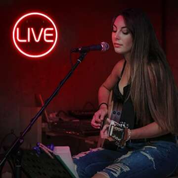 Lumoonosity LIVE Neon Signs - LED Live On Air Neon Lights for Twitch, Tiktok, Youtube Streamers/Gamers - Cool Live Streaming/Recording Sign - Round Led Sign for Studio, Wall, Bedroom, Game Room Decor