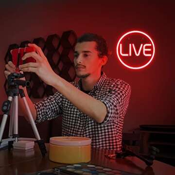 Lumoonosity LIVE Neon Signs - LED Live On Air Neon Lights for Twitch, Tiktok, Youtube Streamers/Gamers - Cool Live Streaming/Recording Sign - Round Led Sign for Studio, Wall, Bedroom, Game Room Decor