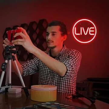 Lumoonosity LIVE Neon Signs - LED Live On Air Neon Lights for Twitch, Tiktok, Youtube Streamers/Gamers - Cool Live Streaming/Recording Sign - Round Led Sign for Studio, Wall, Bedroom, Game Room Decor