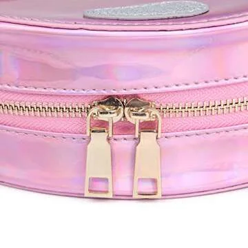 LUI SUI-Stunning Parent-child Circular planet party bag women Bestie handbag laser planet orbit bag cute shoulder bag C54 (Parent, Pink)