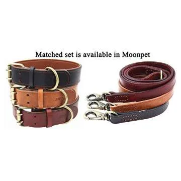 Moonpet Soft Padded Real Genuine Leather Dog Collar-Best Full Grain Heavy Duty Dog Collar-Durable Strong Adjustable for Small Medium Large X-Large Male Female Dogs Walking Training-Black,17.2-22''