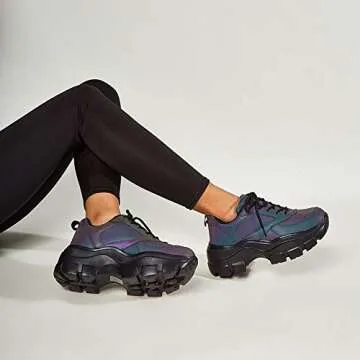 LUCKY STEP Women Chunky Platform Sneakers in Neon Colors