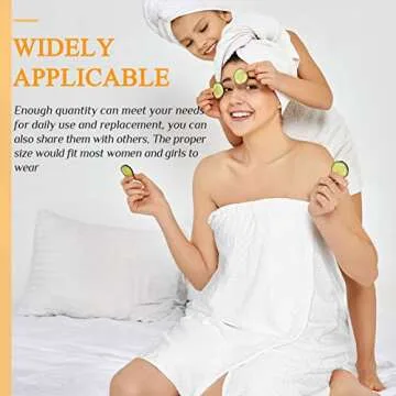 Tigeen 8 Pcs Spa Wraps for Women Bath Spa Wrap Spa Robes with Adjustable Closure and Elastic Top Lightweight Spa Robe (White,Medium)