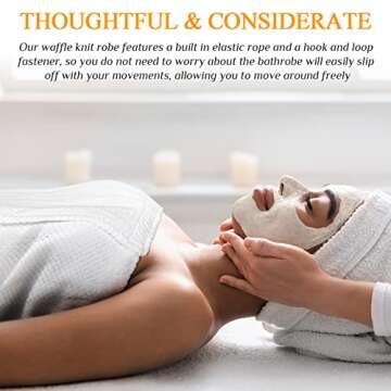 Tigeen 8 Pcs Spa Wraps for Women Bath Spa Wrap Spa Robes with Adjustable Closure and Elastic Top Lightweight Spa Robe (White,Medium)