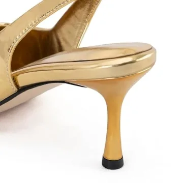heelchic Gold Slingback Kitten Heels for Women Stylish Comfortable