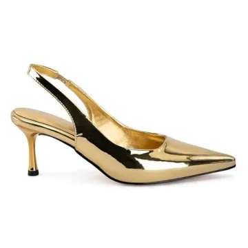 heelchic Gold Slingback Kitten Heels for Women Stylish Comfortable