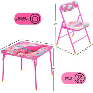 Trolls 3 Piece Table and Chair Set for Kids