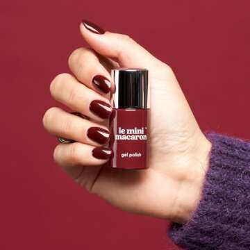 Le Mini Macaron DIY Gel Manicure Kit | Gel Nail Polish Kit w/LED Nail Dryer Lamp, 1 Gel Polish, Cuticle Stick, Nail File, & Remover Wraps, Cassis