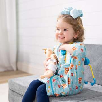 Melissa & Doug Pediatric Nurse Role Play Costume Set (8 pcs) - Includes Baby Doll, Stethoscope
