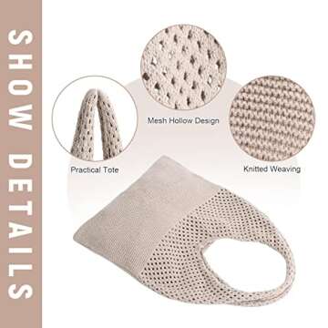 LUI SUI Crochet Mesh Tote Bag Retro Summer Hobo Bag for Women Flower Knitted Shoulder Bags Casual Be...