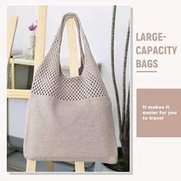 Stylish LUI SUI Crochet Mesh Tote Bag for Summer