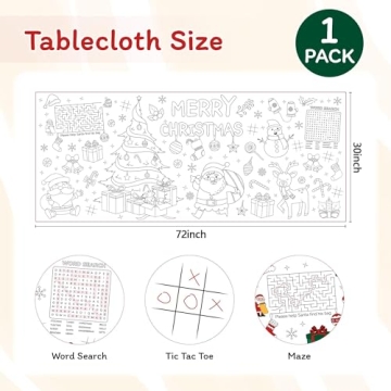 Christmas Coloring Tablecloth for Kids - 30x72 Inch
