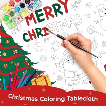 Christmas Coloring Tablecloth for Kids - 30x72 Inch
