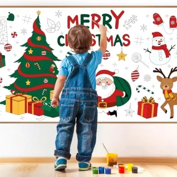 Christmas Coloring Tablecloth for Kids - 30x72 Inch