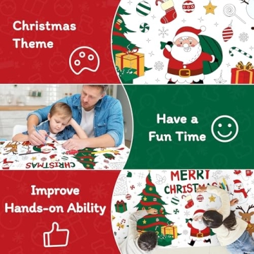 Christmas Coloring Tablecloth for Kids - 30x72 Inch