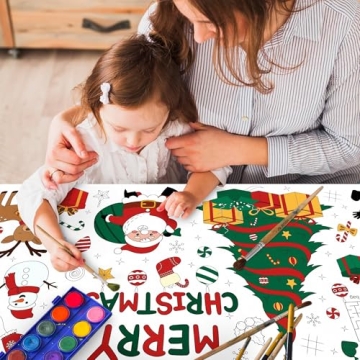 Christmas Coloring Tablecloth for Kids - 30x72 Inch