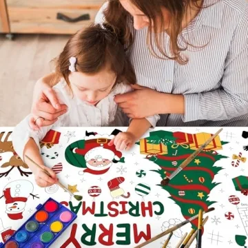 Christmas Coloring Tablecloth for Kids - 30x72 Inch