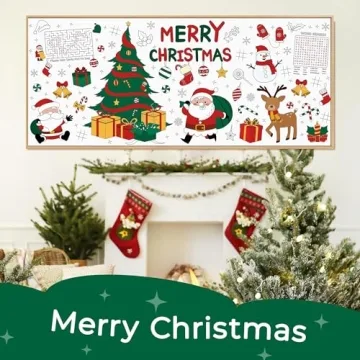 Christmas Coloring Tablecloth for Kids - 30x72 Inch