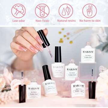RARJSM Icy Jelly Gel Nail Polish Set of 6 Translucent Colors,Sheer Rose Nude Skintone Gel Polish LED...