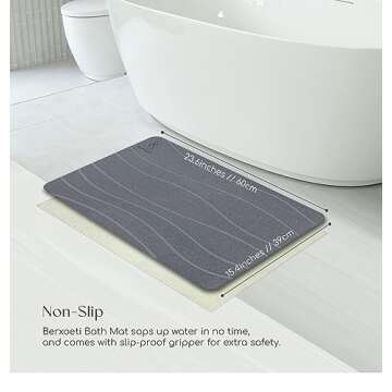 Ultra Quick Drying Stone Bath Mat for Allergy-Friendly Comfort