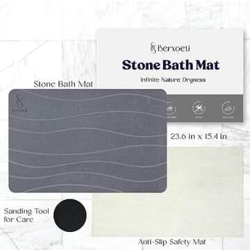 Ultra Quick Drying Stone Bath Mat for Allergy-Friendly Comfort