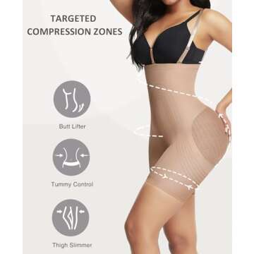 FeelinGirl Tummy Control Shapewear Butt Lifter Strapless Body Shaper for Women Plus Size Shaper Beige M/L