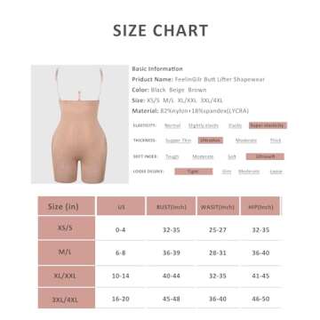 FeelinGirl Tummy Control Shapewear Butt Lifter Strapless Body Shaper for Women Plus Size Shaper Beige M/L