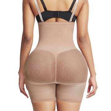 FeelinGirl Tummy Control Shapewear Butt Lifter Strapless Body Shaper for Women Plus Size Shaper Beige M/L