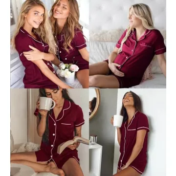 SWOMOG Women's Short Sleeve Pajama Set - Luxurious Comfort