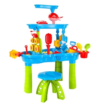 TEMI Kids 3-Tier Sand Water Table - Sensory Play for Toddlers Age 1-5