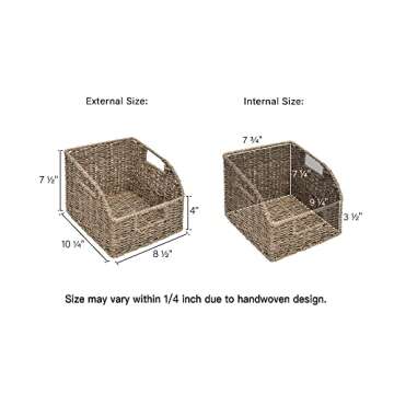 StorageWorks Storage Baskets for Organizing, Wicker Baskets with Built-in Handles, Handwoven Wicker ...