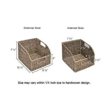StorageWorks Storage Baskets for Organizing, Wicker Baskets with Built-in Handles, Handwoven Wicker ...