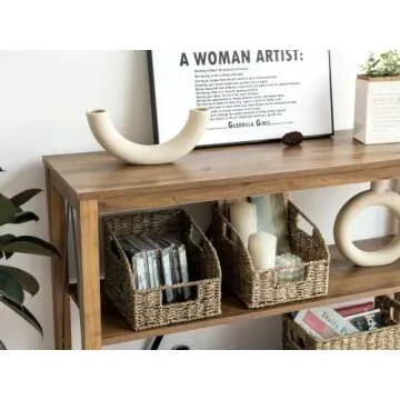 StorageWorks Storage Baskets for Organizing, Wicker Baskets with Built-in Handles, Handwoven Wicker Storage Baskets, Seagrass Wicker Baskets for Shelves Storage, 2 Pack