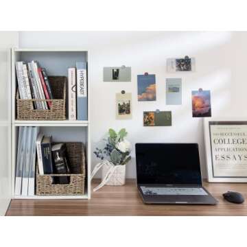 StorageWorks Storage Baskets for Organizing, Wicker Baskets with Built-in Handles, Handwoven Wicker Storage Baskets, Seagrass Wicker Baskets for Shelves Storage, 2 Pack