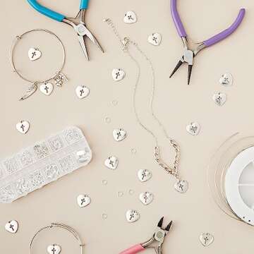 Juvale 75 Pack Silver Heart Cross Charms - Unique Religious Accessories for Jewelry Making