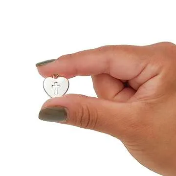 Juvale Silver Heart Cross Charms for DIY Jewelry Making