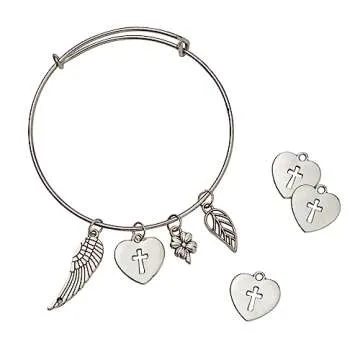 Juvale Silver Heart Cross Charms for DIY Jewelry Making