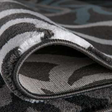 Rugshop Contemporary Modern Floral Abstract Flowers Easy Maintenance for Home Office, Living Room, Bedroom, Kitchen Soft Area Rug 5' 3" X 7' 3" Gray